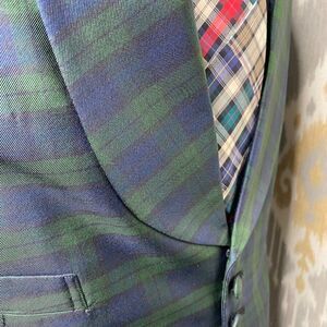 Polo Ralph Lauren Silk Blackwatch Tartan Plaid Shawl Collar Waistcoat Vest